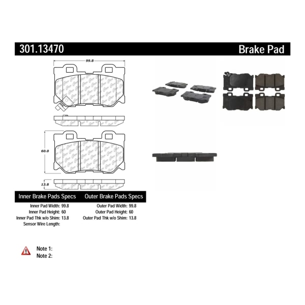 Centric Premium Ceramic Rear Disc Brake Pads 301.13470