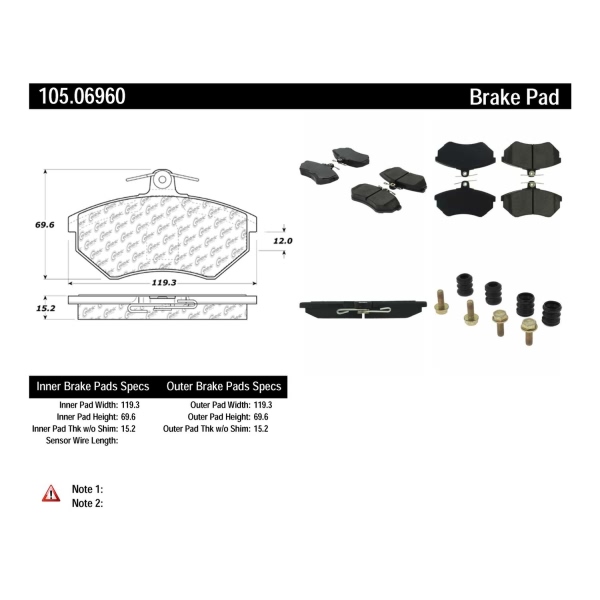 Centric Posi Quiet™ Ceramic Front Disc Brake Pads 105.06960