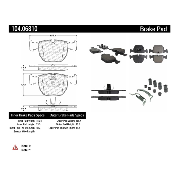 Centric Posi Quiet™ Semi-Metallic Front Disc Brake Pads 104.06810