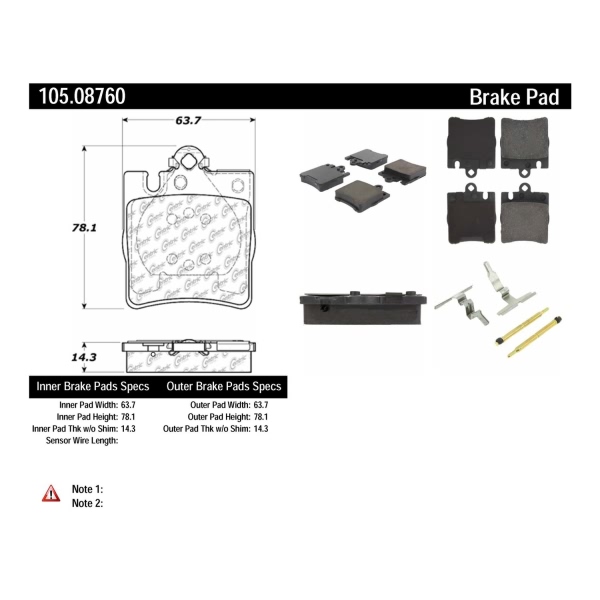 Centric Posi Quiet™ Ceramic Rear Disc Brake Pads 105.08760