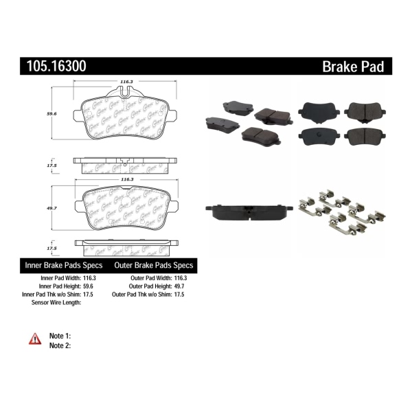 Centric Posi Quiet™ Ceramic Rear Disc Brake Pads 105.16300