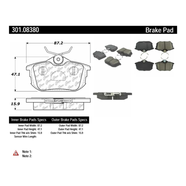 Centric Premium Ceramic Rear Disc Brake Pads 301.08380
