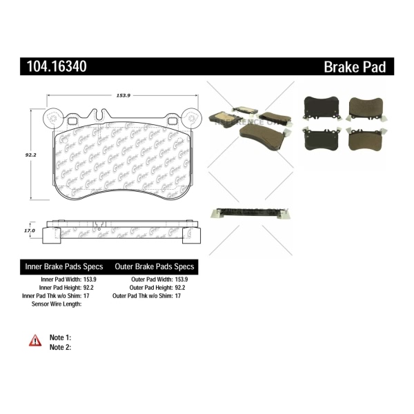 Centric Posi Quiet™ Semi-Metallic Front Disc Brake Pads 104.16340