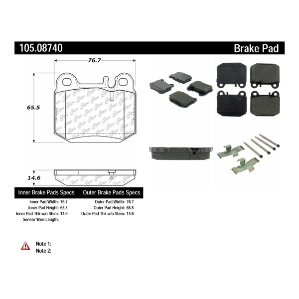 Centric Posi Quiet™ Ceramic Rear Disc Brake Pads 105.08740