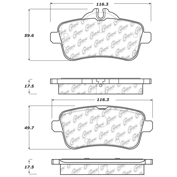 Centric Posi Quiet™ Semi-Metallic Rear Disc Brake Pads 104.16301