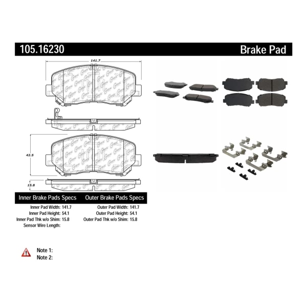 Centric Posi Quiet™ Ceramic Front Disc Brake Pads 105.16230