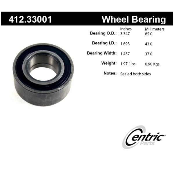 Centric Premium™ Front Driver Side Double Row Wheel Bearing 412.33001