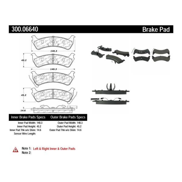 Centric Premium Semi-Metallic Rear Disc Brake Pads 300.06640