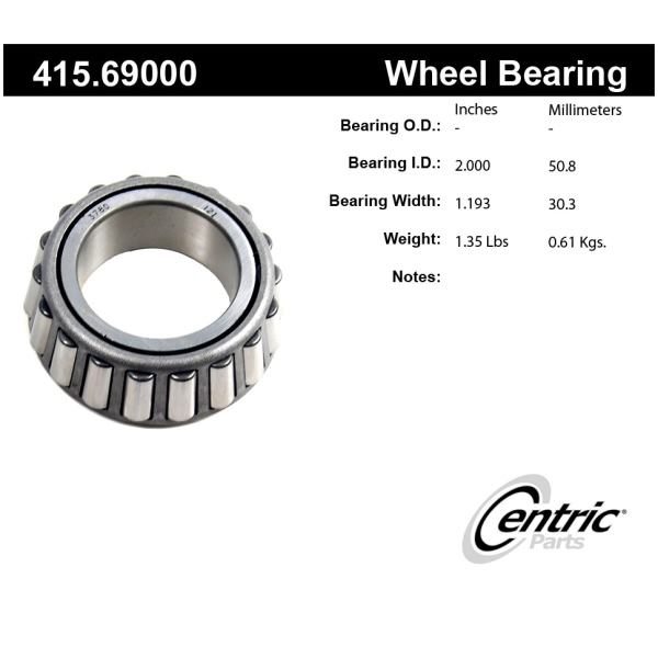 Centric Premium™ Rear Passenger Side Outer Wheel Bearing 415.69000