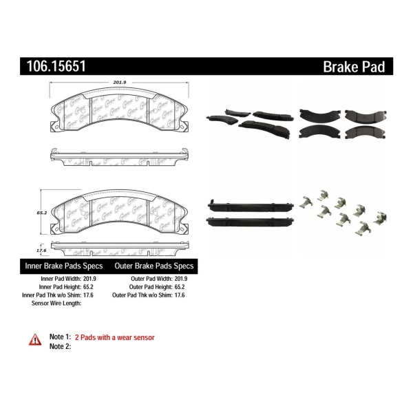 Centric Posi Quiet™ Extended Wear Semi-Metallic Rear Disc Brake Pads 106.15651