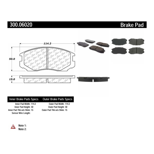 Centric Premium Semi-Metallic Front Disc Brake Pads 300.06020