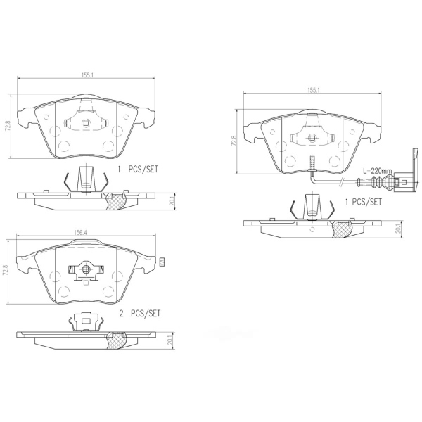 brembo Premium Ceramic Front Disc Brake Pads P85079N