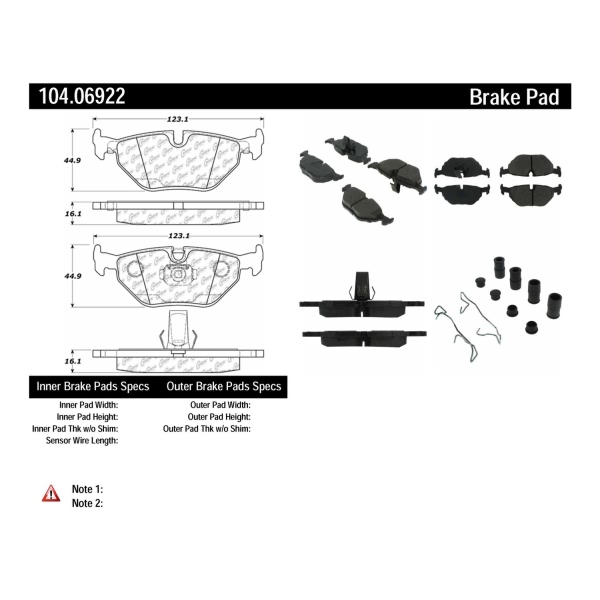 Centric Posi Quiet™ Semi-Metallic Rear Disc Brake Pads 104.06922