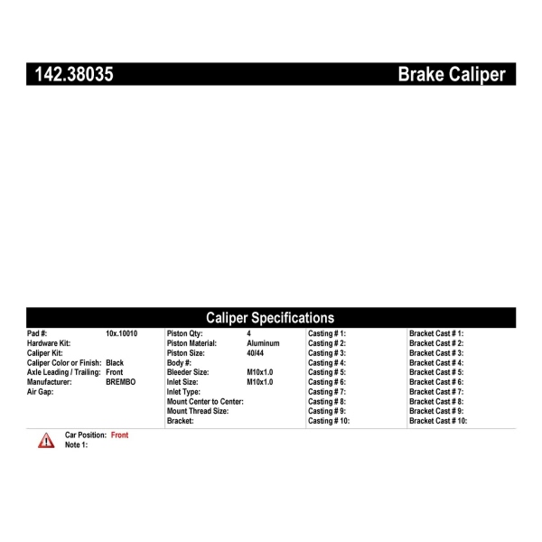 Centric Posi Quiet™ Loaded Front Passenger Side Brake Caliper 142.38035