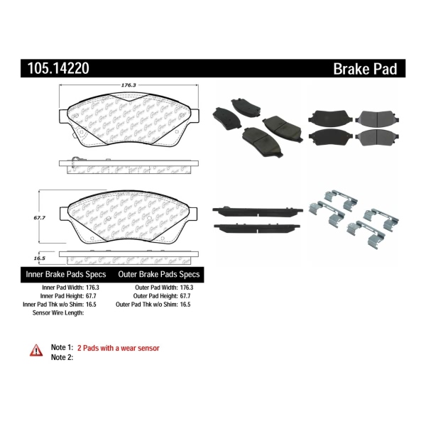 Centric Posi Quiet™ Ceramic Front Disc Brake Pads 105.14220