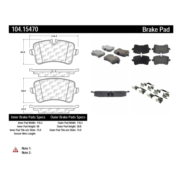 Centric Posi Quiet™ Semi-Metallic Rear Disc Brake Pads 104.15470