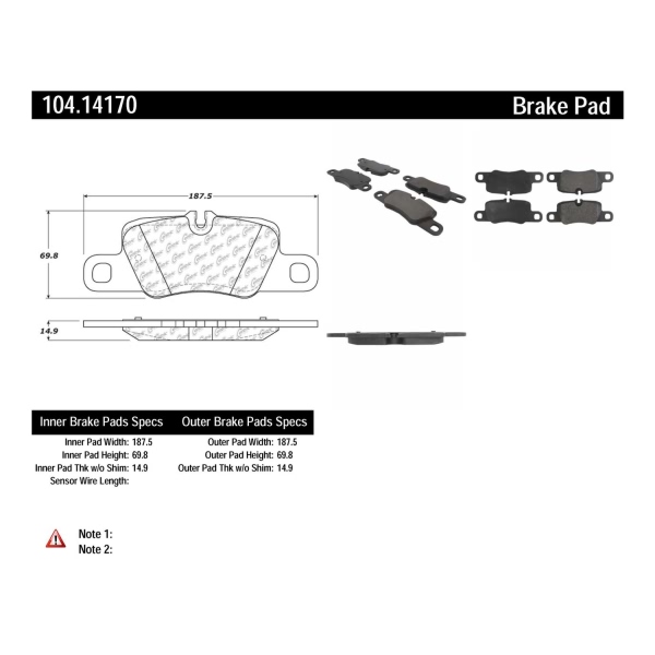 Centric Posi Quiet™ Semi-Metallic Rear Disc Brake Pads 104.14170