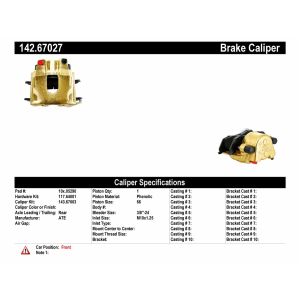 Centric Posi Quiet™ Loaded Front Passenger Side Brake Caliper 142.67027