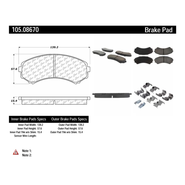 Centric Posi Quiet™ Ceramic Front Disc Brake Pads 105.08670