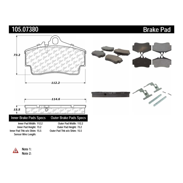 Centric Posi Quiet™ Ceramic Rear Disc Brake Pads 105.07380