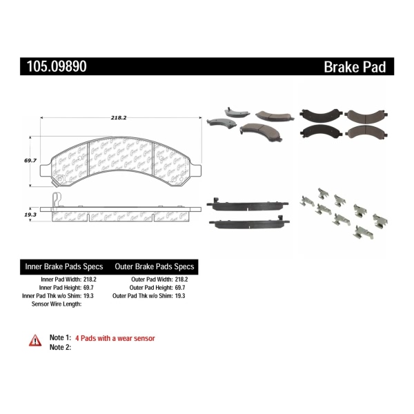 Centric Posi Quiet™ Ceramic Rear Disc Brake Pads 105.09890