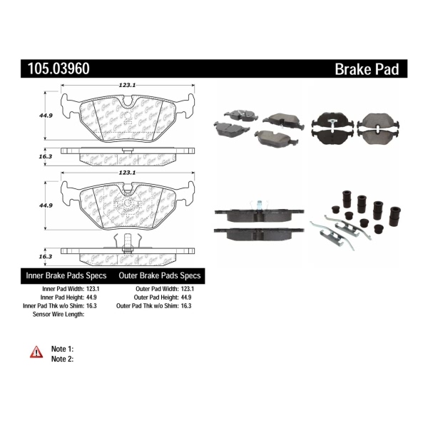 Centric Posi Quiet™ Ceramic Rear Disc Brake Pads 105.03960