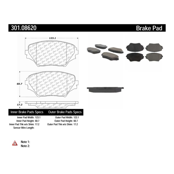Centric Premium Ceramic Front Disc Brake Pads 301.08620