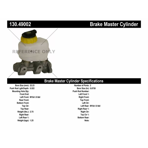 Centric Premium Brake Master Cylinder 130.49002