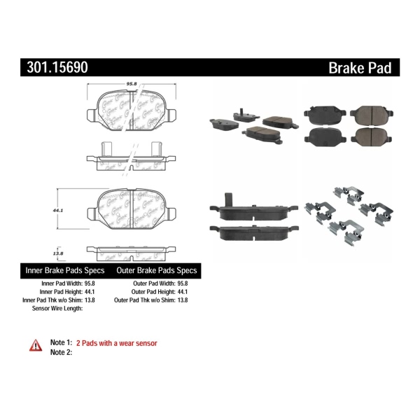 Centric Premium Ceramic Rear Disc Brake Pads 301.15690