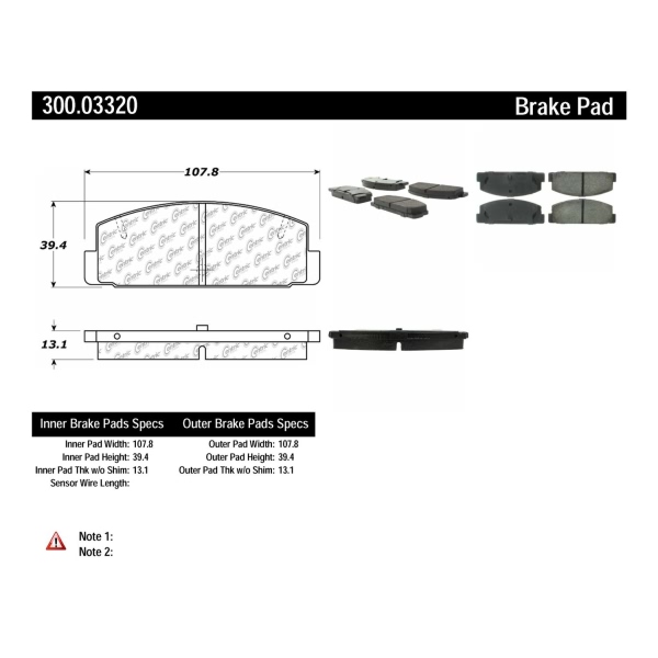 Centric Premium™ Semi-Metallic Brake Pads With Shims And Hardware 300.03320