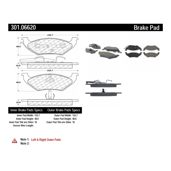 Centric Premium Ceramic Rear Disc Brake Pads 301.06620