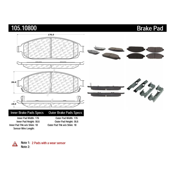 Centric Posi Quiet™ Ceramic Front Disc Brake Pads 105.10800