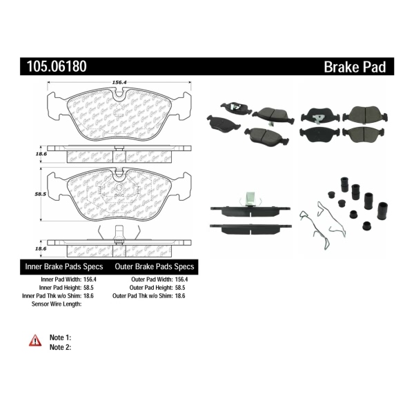 Centric Posi Quiet™ Ceramic Front Disc Brake Pads 105.06180