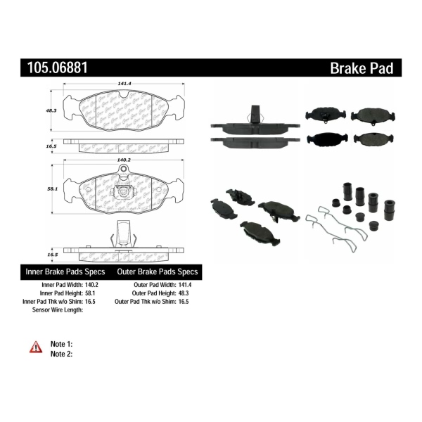 Centric Posi Quiet™ Ceramic Rear Disc Brake Pads 105.06881