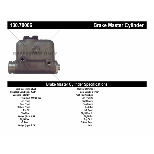 Centric Premium™ Brake Master Cylinder 130.70006