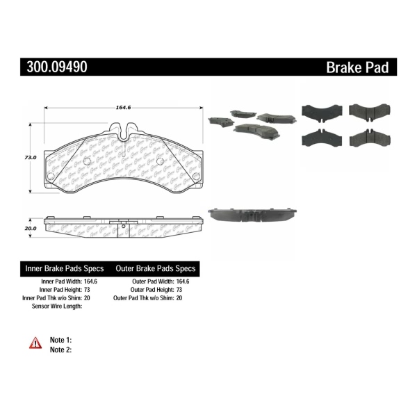 Centric Premium Semi-Metallic Rear Disc Brake Pads 300.09490