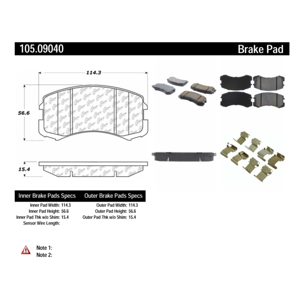 Centric Posi Quiet™ Ceramic Front Disc Brake Pads 105.09040