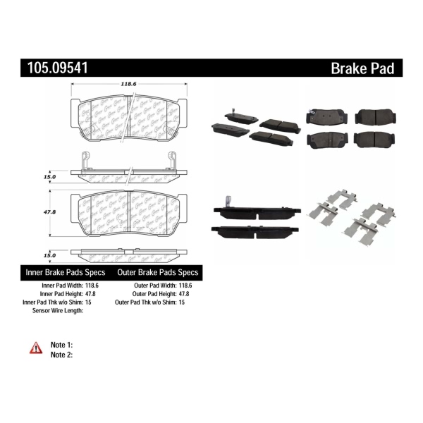 Centric Posi Quiet™ Ceramic Rear Disc Brake Pads 105.09541
