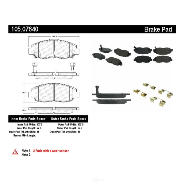 Centric Posi Quiet™ Ceramic Front Disc Brake Pads 105.07640