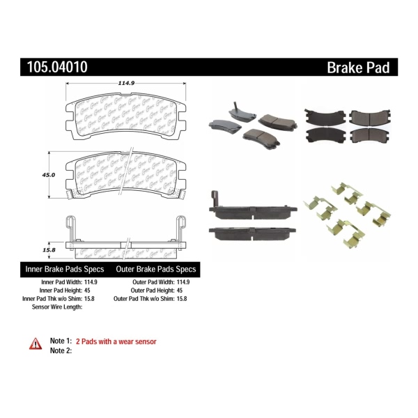 Centric Posi Quiet™ Ceramic Rear Disc Brake Pads 105.04010