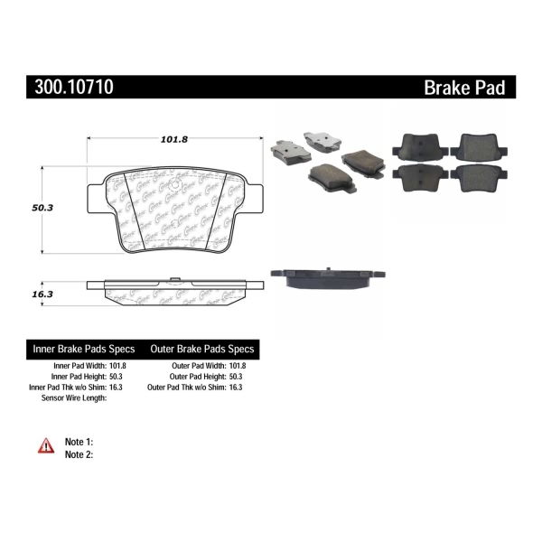 Centric Premium™ Semi-Metallic Brake Pads With Shims And Hardware 300.10710