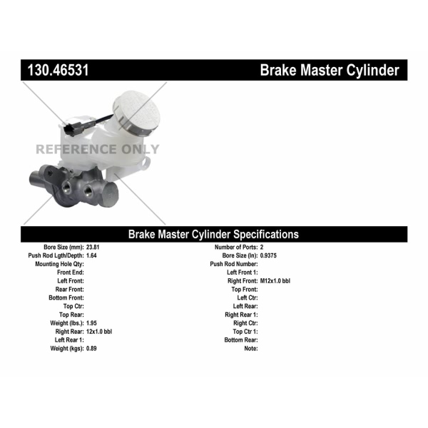 Centric Premium Brake Master Cylinder 130.46531