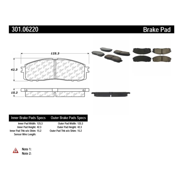 Centric Premium Ceramic Rear Disc Brake Pads 301.06220