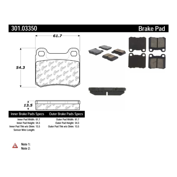 Centric Premium Ceramic Rear Disc Brake Pads 301.03350