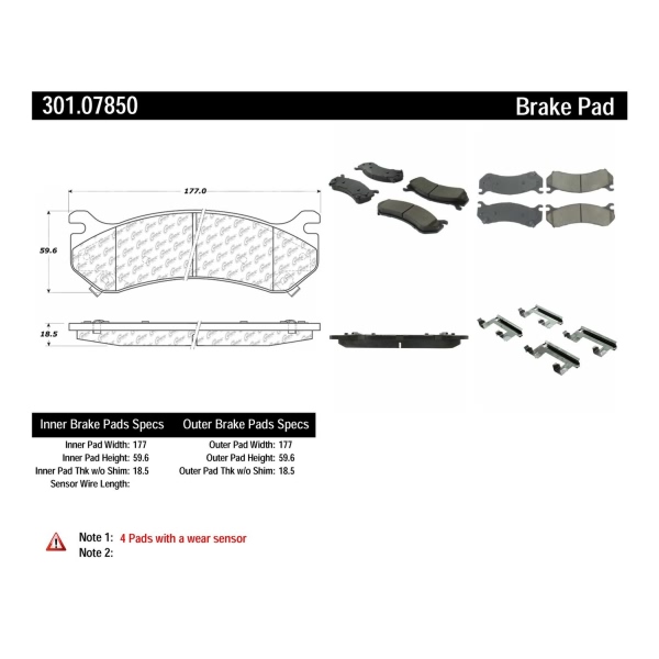 Centric Premium Ceramic Rear Disc Brake Pads 301.07850