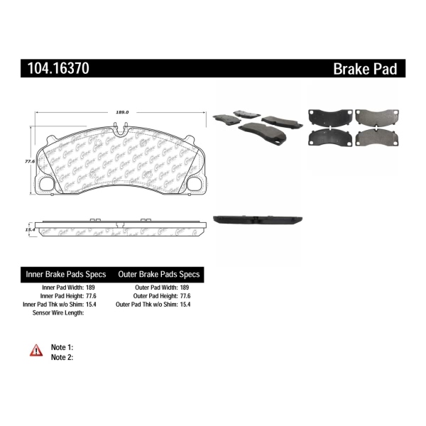Centric Posi Quiet™ Semi-Metallic Front Disc Brake Pads 104.16370