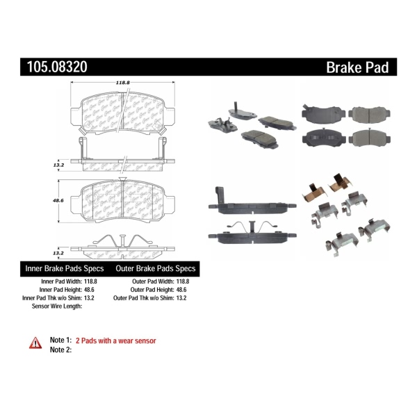 Centric Posi Quiet™ Ceramic Front Disc Brake Pads 105.08320