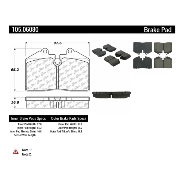Centric Posi Quiet™ Ceramic Rear Disc Brake Pads 105.06080