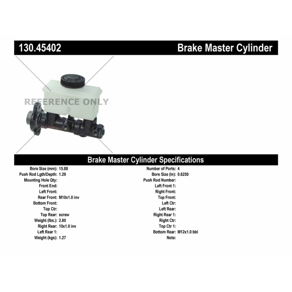 Centric Premium Brake Master Cylinder 130.45402