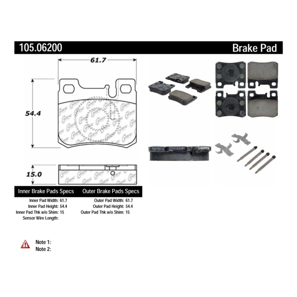 Centric Posi Quiet™ Ceramic Rear Disc Brake Pads 105.06200